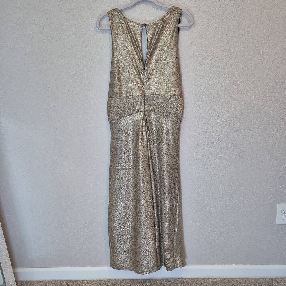 By Anthropologie Maxi Dress Womens Plus Size 1X Gold Shimmer Sleeveless - Picture 4 of 12